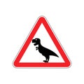 Attention dinosaur. Sign warning of dangerous predator reptile.