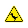 Attention dinosaur. Sign warning of dangerous predator reptile.