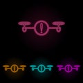 attention drone color neon set. Simple thin line, outline vector of drones icons for ui and ux, website or mobile application