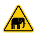 Attention Elephant. Caution African animal. Yellow road sign Dan Royalty Free Stock Photo