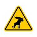 Attention Elk sign. Deer Caution! Road danger sign Royalty Free Stock Photo