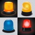 Attention flasher icon set, realistic style