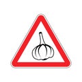 Attention garlic in red triangle. Road sign attention pungent sm