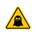 Attention ghost. Dangers of yellow road sign. spook Caution