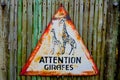 Attention girafes - giraffes triangle road sign