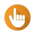 Attention hand gesture. Flat design long shadow icon