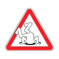 Attention head in sand. Warning red road sign. Caution Hiding from problems