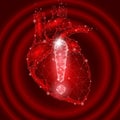 Attention health warning exclamation point heart low poly. Alert dangerous medicine disease risk infarct safety protect