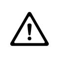 Attention icon. Warning caution board. Black warn exclamation mark in triangle. Problem message on banner. Sign alert Royalty Free Stock Photo