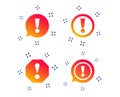 Attention icons. Exclamation speech bubble. Vector