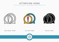 Attention icons set vector illustration with solid icon line style. Exclamation mark alert concept.