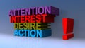 Attention interest desire action on blue