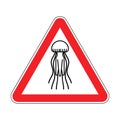 Attention Jellyfish. Caution red road sign Marine animal. Vector Royalty Free Stock Photo