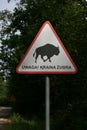 Attention! Land of Bisons - Polish traffic sign