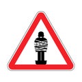 Attention Mafia victim. Caution gangster prey. Red road sign. Ma