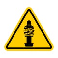 Attention Mafia victim. Caution gangster prey. Yellow road sign.