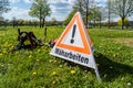 Attention Mowing work 01 Royalty Free Stock Photo