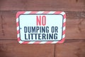 Attention! No dumping or littering Royalty Free Stock Photo