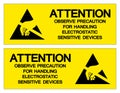 Attention Observe Precaution For Handling Electrostatic Sensitive Device Symbol Sign, Vector Illustration, Isolated On White
