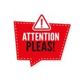 Attention pleas banner template. Vector background Royalty Free Stock Photo