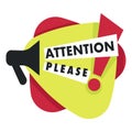 Attention please with exclamation point and megaphone icon Royalty Free Stock Photo