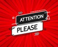 Attention please flat banner. Vector illustration of important announcement Royalty Free Stock Photo