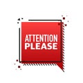Attention please flat banner. Vector illustration of important announcement Royalty Free Stock Photo