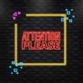 Attention please flat banner. Vector illustration of important announcement. Royalty Free Stock Photo