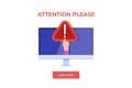 Attention please. Hand holding board. Landing page template. Royalty Free Stock Photo