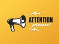 Attention please symbol with megaphone. Vector illustration. Royalty Free Stock Photo