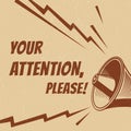 Attention please vector poster with voice megaphone Royalty Free Stock Photo