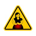 Attention PMS. Caution Menstrual pain girl. Yellow road danger s