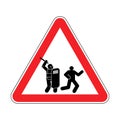 Attention police arbitrariness. Warning red road sign. Caution riot police Violence and bullying. Demonstration, protesting symbol