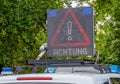 Attention police warning sign traffic accident in german Royalty Free Stock Photo