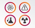 Attention radiation icons. Chemistry flask.