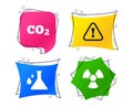 Attention radiation icons. Chemistry flask. Vector