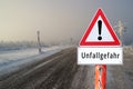 Attention risk of accidents in winter