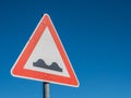 Attention road damage sign in Germany Royalty Free Stock Photo