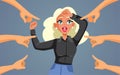 People Pointing to a Blonde Cheerful Woman Having Fun Vector Cartoon Royalty Free Stock Photo