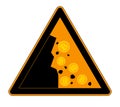 Attention sign Bitcoin Falls Down. Cartoon Style Vector Illustration.