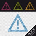 Attention Sign - Colorful Scribble Vector Illustration Icons - Isolated On Transparent Background