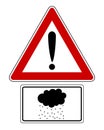 Attention sign with optional label rain cloud