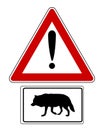 Attention sign with optional label wolf Royalty Free Stock Photo
