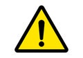 Attention sign or warning caution exclamation sign, danger alert vector yellow triangle Royalty Free Stock Photo