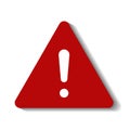 Attention sign warning symbol danger zone red symbol, white background with shadow. EPS 10 Royalty Free Stock Photo