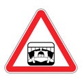 Attention Sleep. Red road sign danger. Caution guy sleeping on b