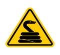 Attention Snake. Warning yellow road sign. Caution serpent