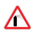 Attention Spray paint bottle. Caution paint can. Red triangle road sign Royalty Free Stock Photo