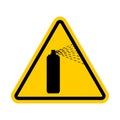 Attention Spray paint bottle. Caution paint can. Yellow triangle road sign Royalty Free Stock Photo