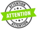 attention stamp. attention label on transparent background. round sign